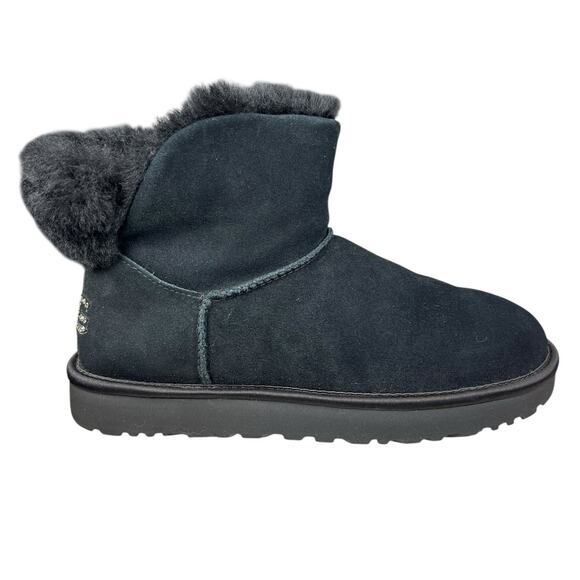Ugg Women’s Classic Bling Mini Black Suede Winter Boot Size US 10 - Picture 1 of 10